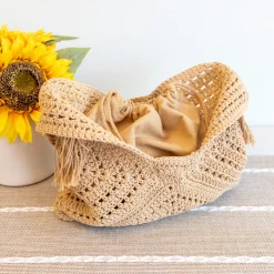 Elena Handbags Retro Cotton Crochet Shoulder Bag