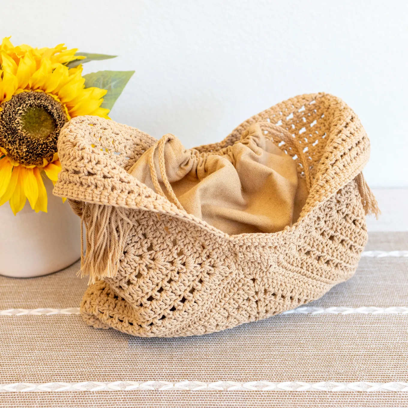Elena Handbags Retro Cotton Crochet Shoulder Bag
