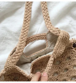 Elena Handbags Retro Cotton Crochet Shoulder Bag