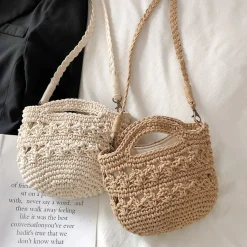 Elena Handbags Retro Crochet Crossbody Bucket Bag