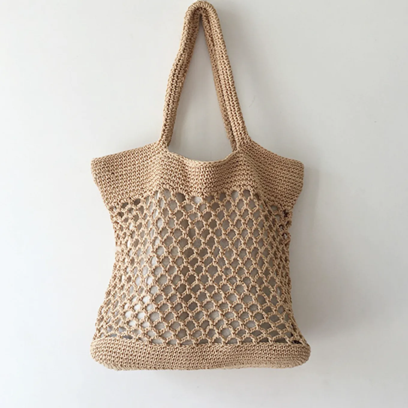 Elena Handbags Retro Fish Net Cotton Knitted Shoulder Bag