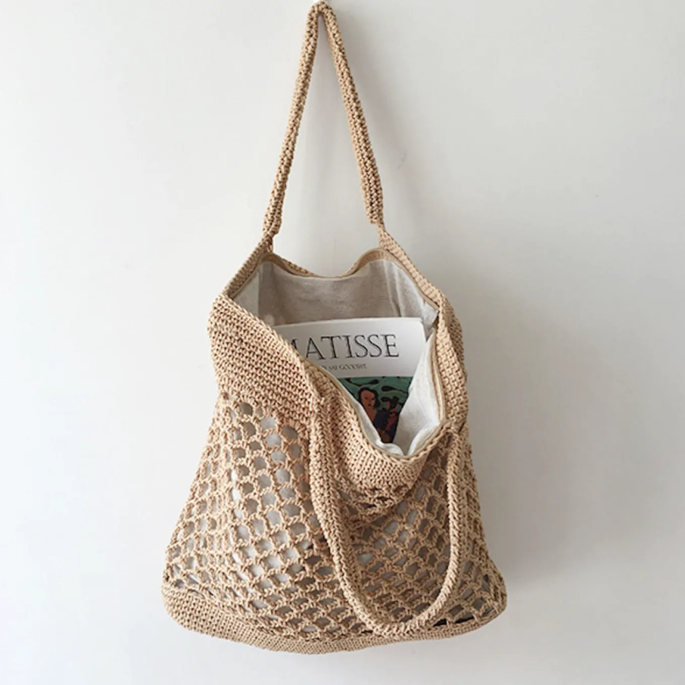 Elena Handbags Retro Fish Net Cotton Knitted Shoulder Bag