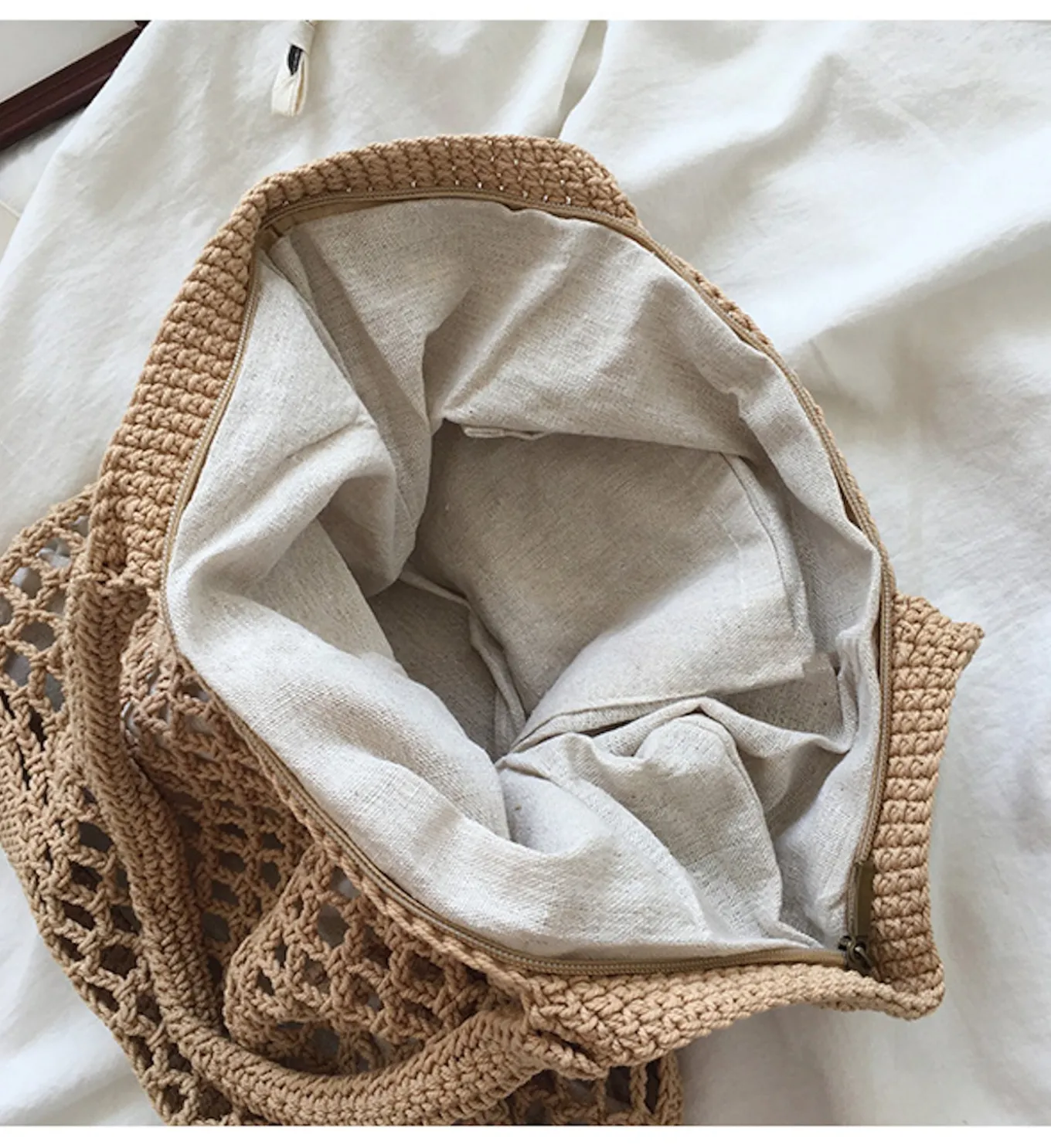 Elena Handbags Retro Fish Net Cotton Knitted Shoulder Bag