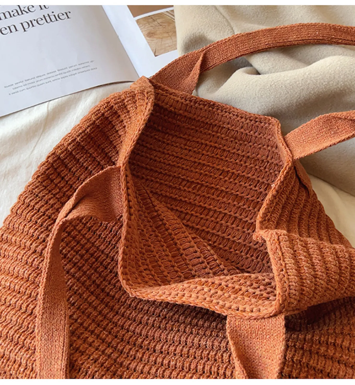 Elena Handbags Retro Knitted Shoulder Bag