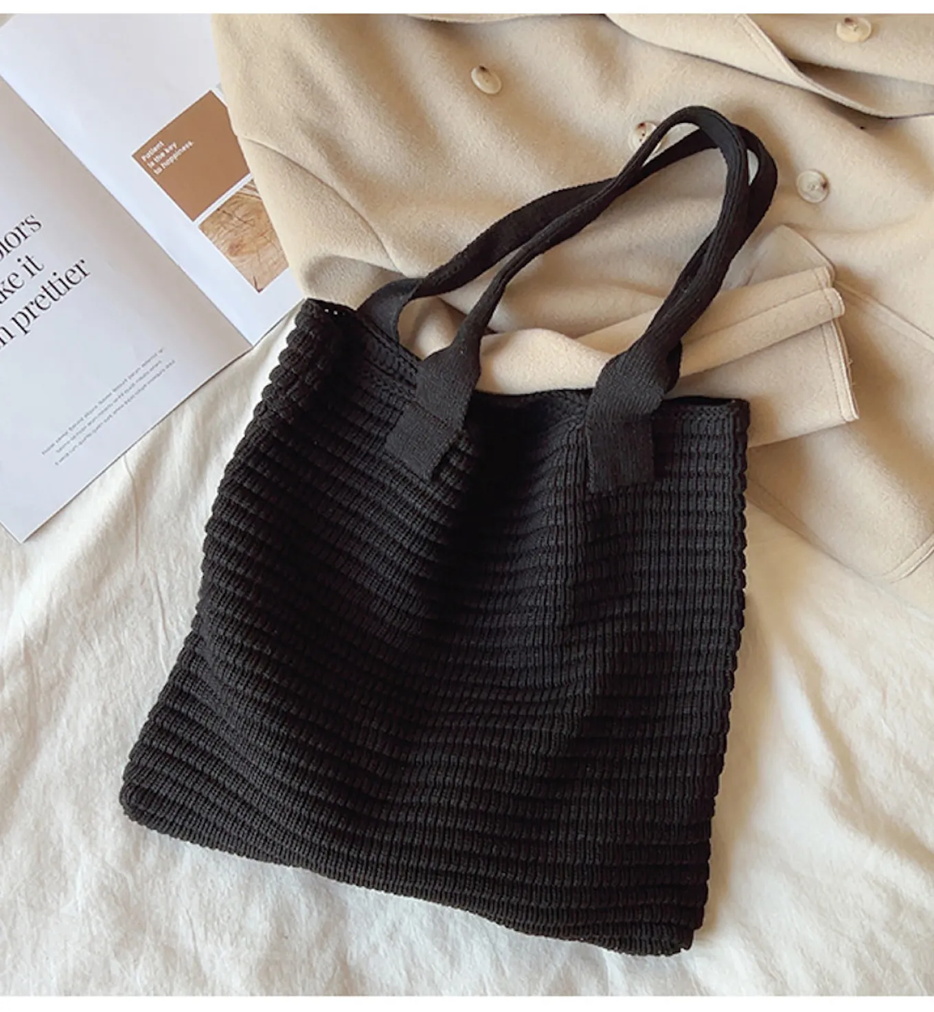 Elena Handbags Retro Knitted Shoulder Bag