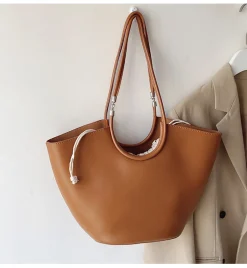 Elena Handbags Retro Leather Minimalistic Work Tote