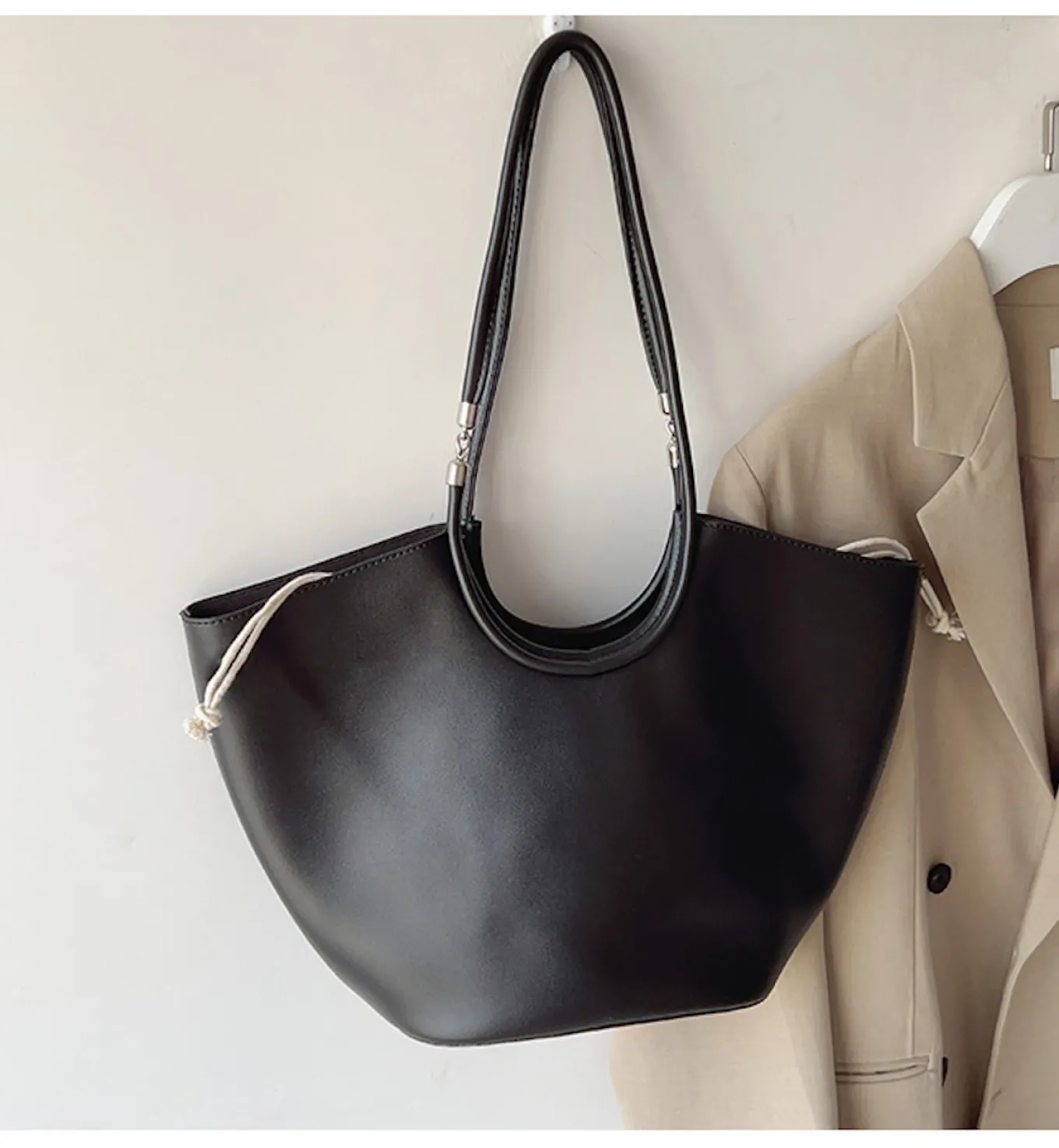 Elena Handbags Retro Leather Minimalistic Work Tote