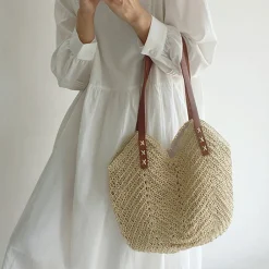 Elena Handbags Retro Straw Woven Tote Bag