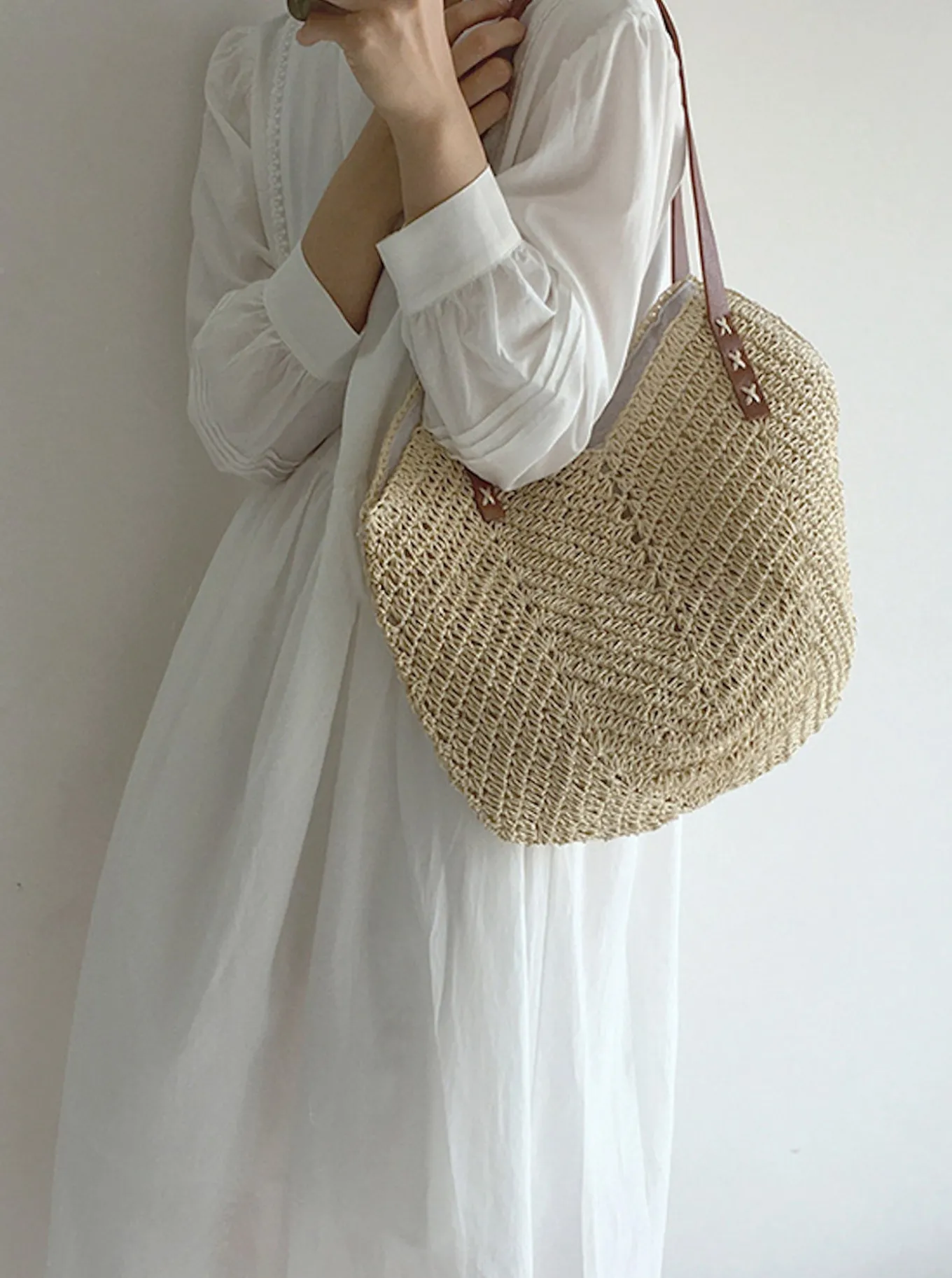 Elena Handbags Retro Straw Woven Tote Bag