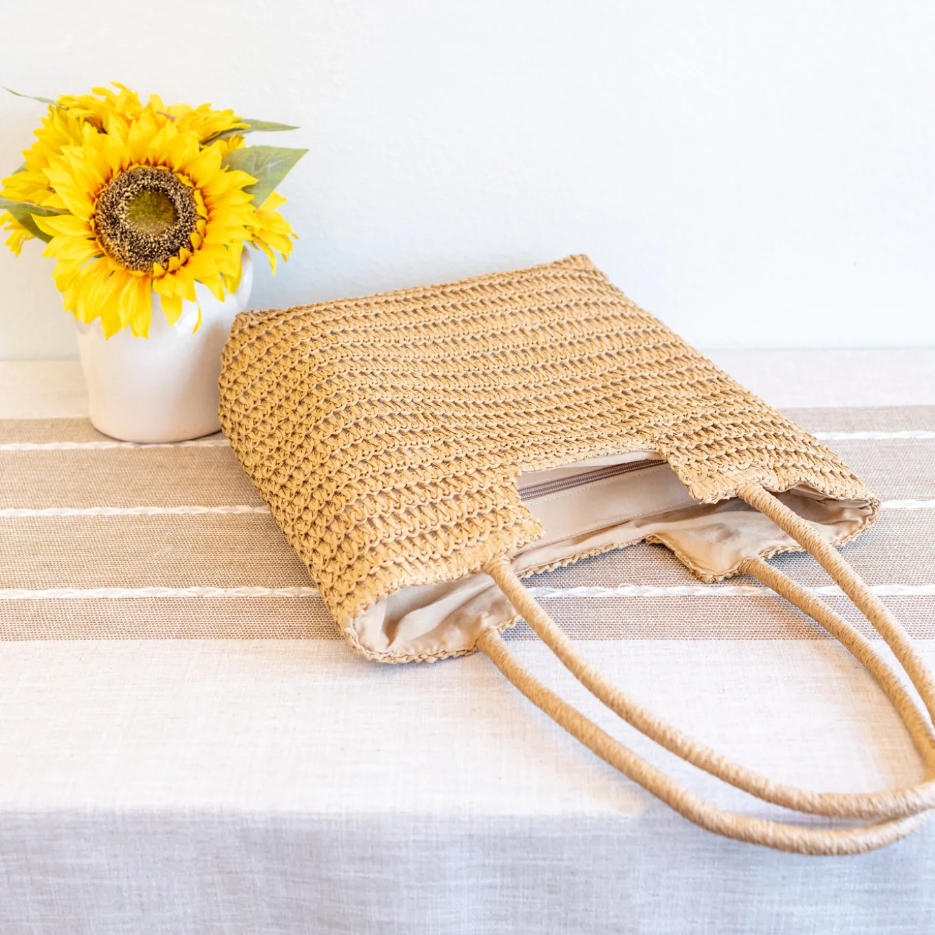 Elena Handbags Retro Straw Woven Tote Bag