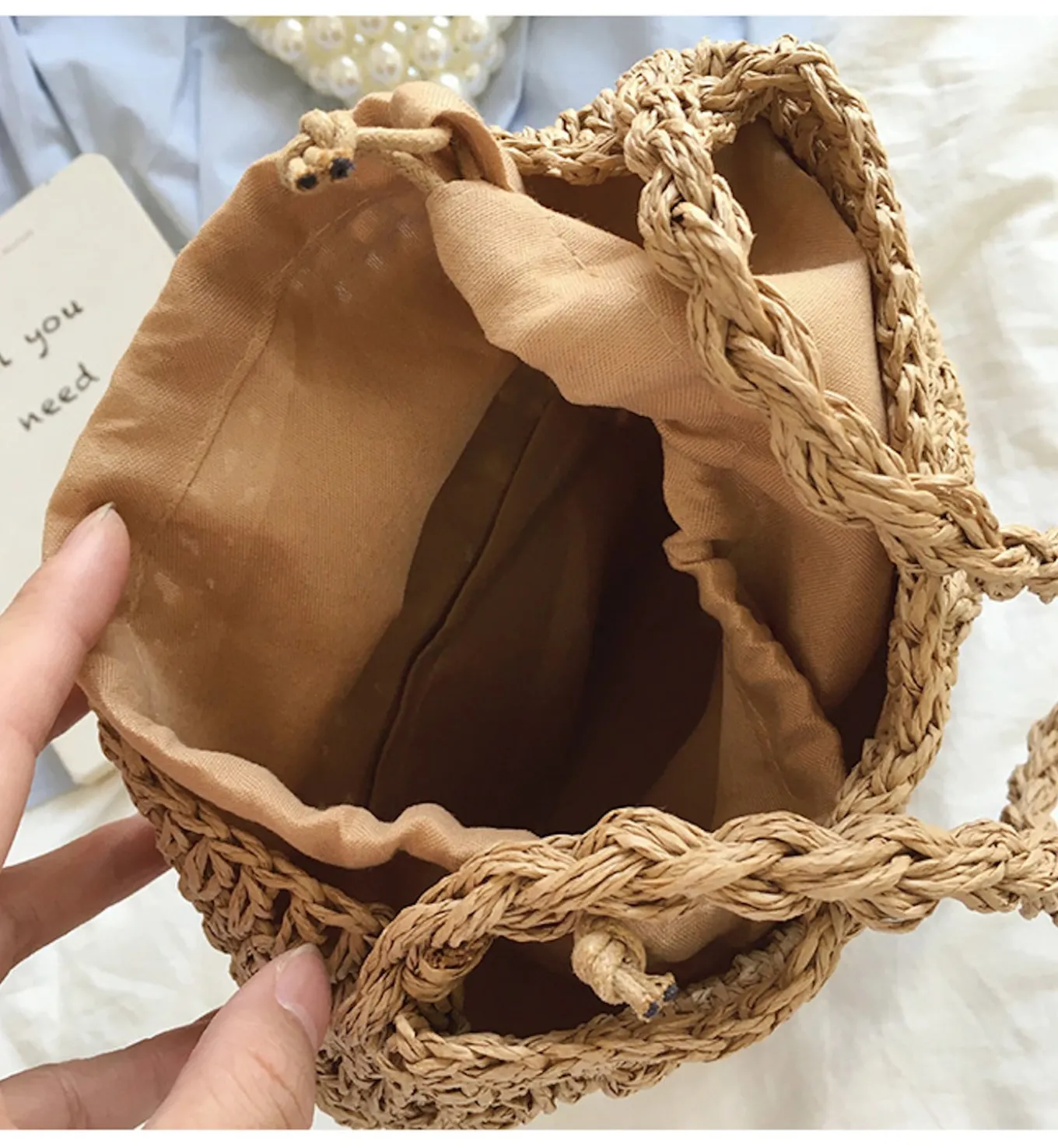 Elena Handbags Retro Straw Shoulder Bucket Bag