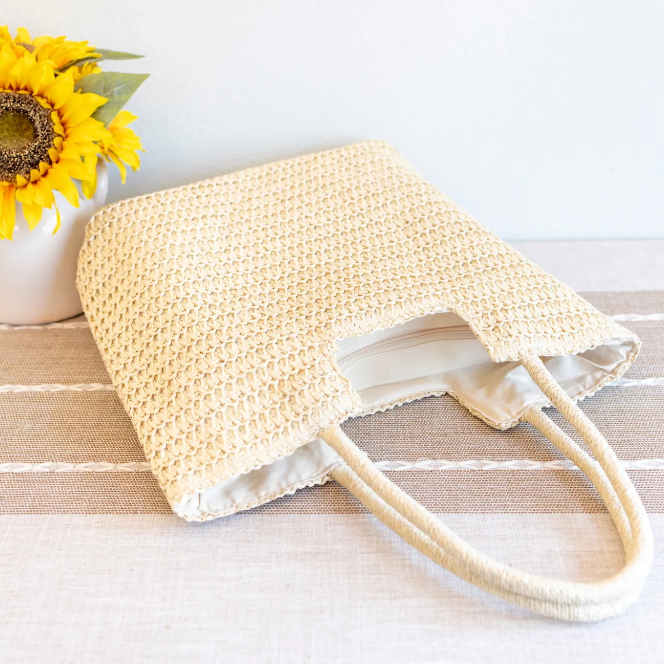 Elena Handbags Retro Straw Woven Tote Bag