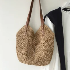 Elena Handbags Retro Straw Woven Tote Bag