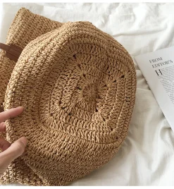 Elena Handbags Retro Straw Woven Tote Bag