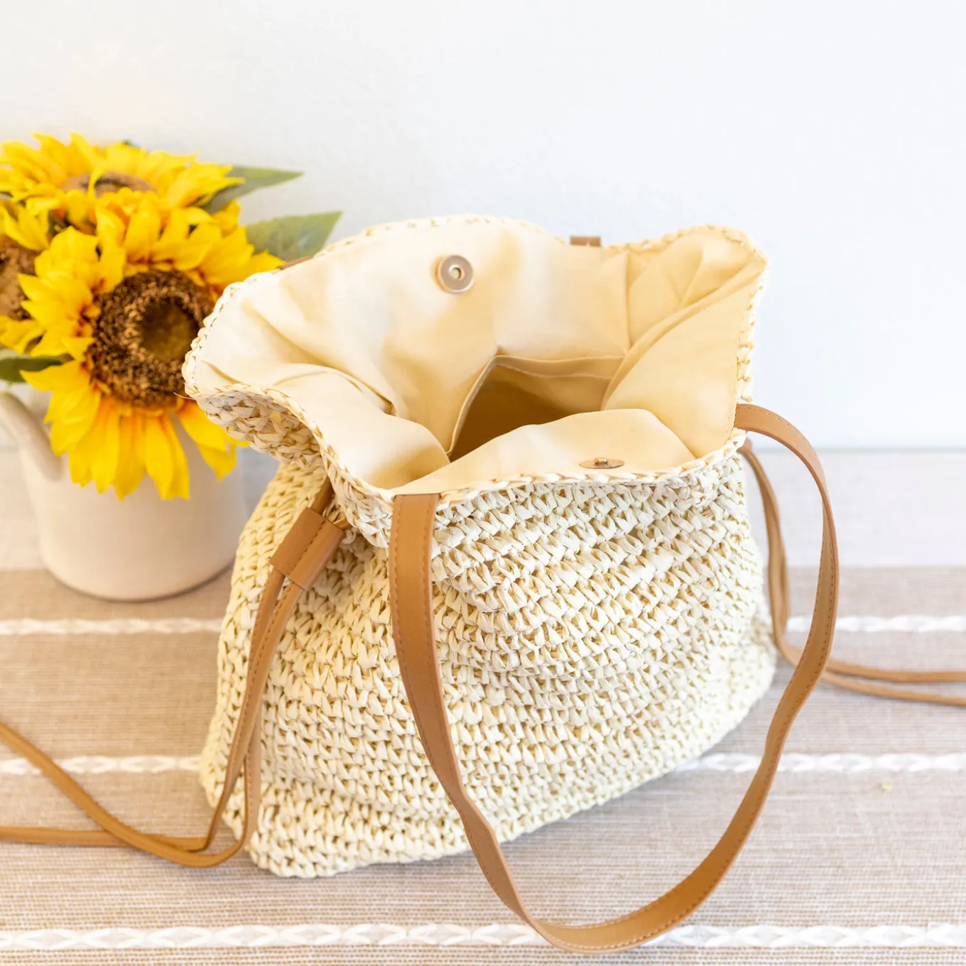 Elena Handbags Retro Straw Woven Tote Bag