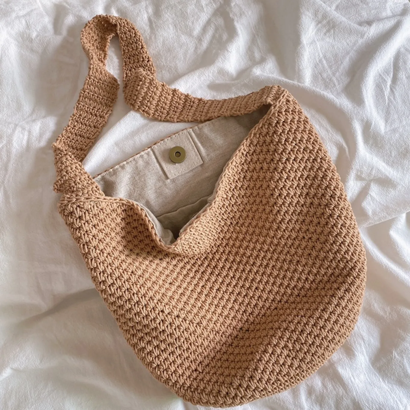 Elena Handbags Retro Style Minimalistic Cotton Bucket Bag