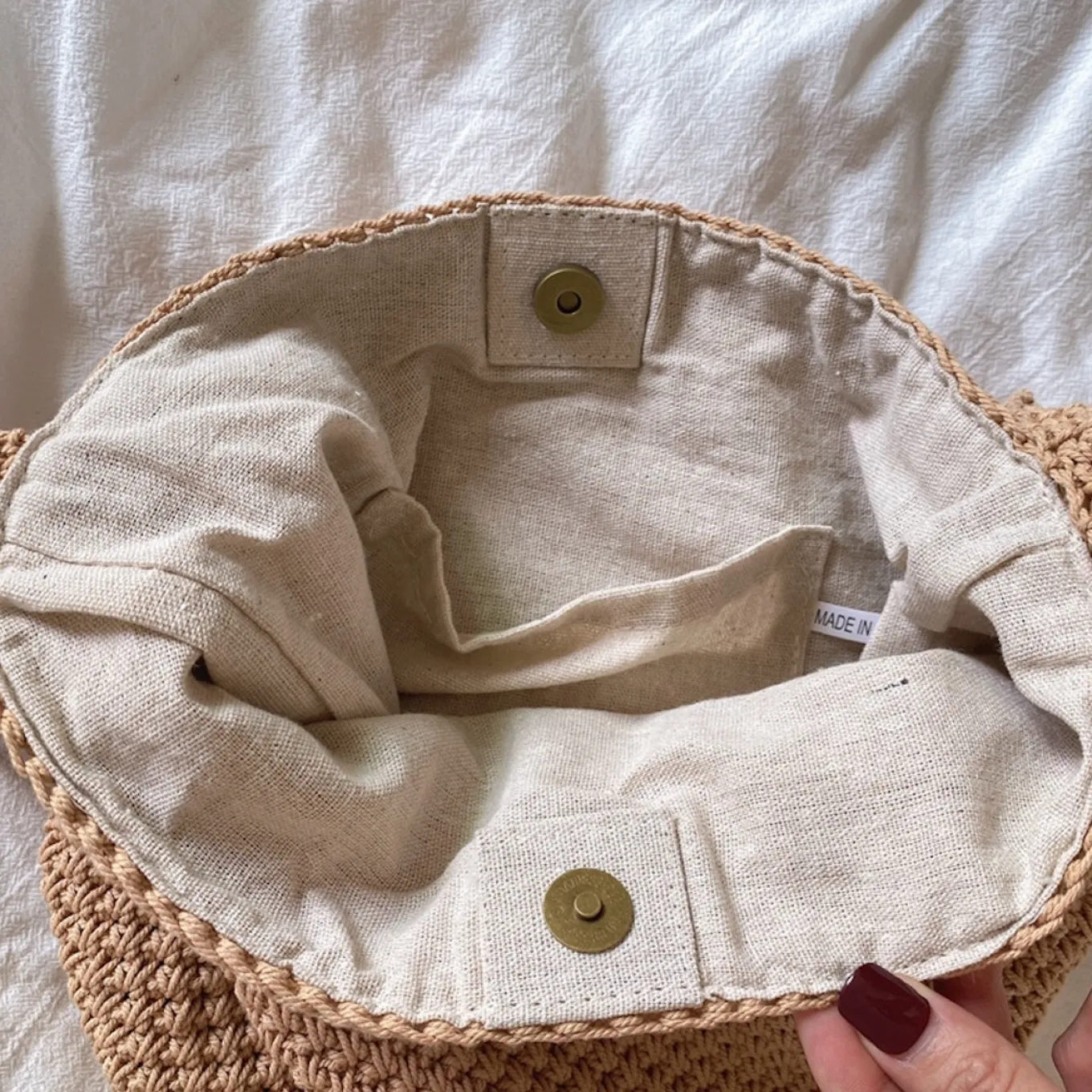 Elena Handbags Retro Style Minimalistic Cotton Bucket Bag