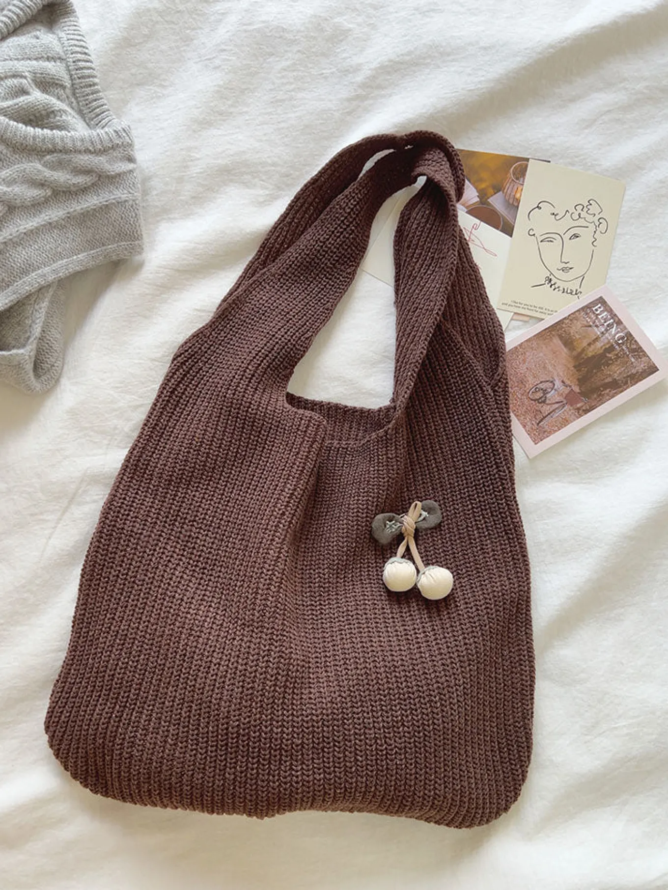Elena Handbags Retro Twist Cotton Knitted Shoulder Bag