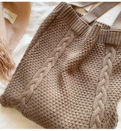 Elena Handbags Retro Twist Knit Shoulder Bag