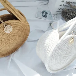 Elena Handbags Round Knit Shoulder Bag