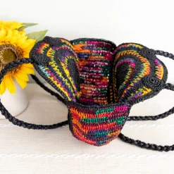 Elena Handbags Round Raffia Woven Shoulder Bag