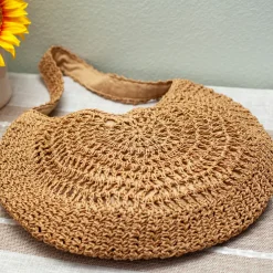 Elena Handbags Round Straw Fashion Tote