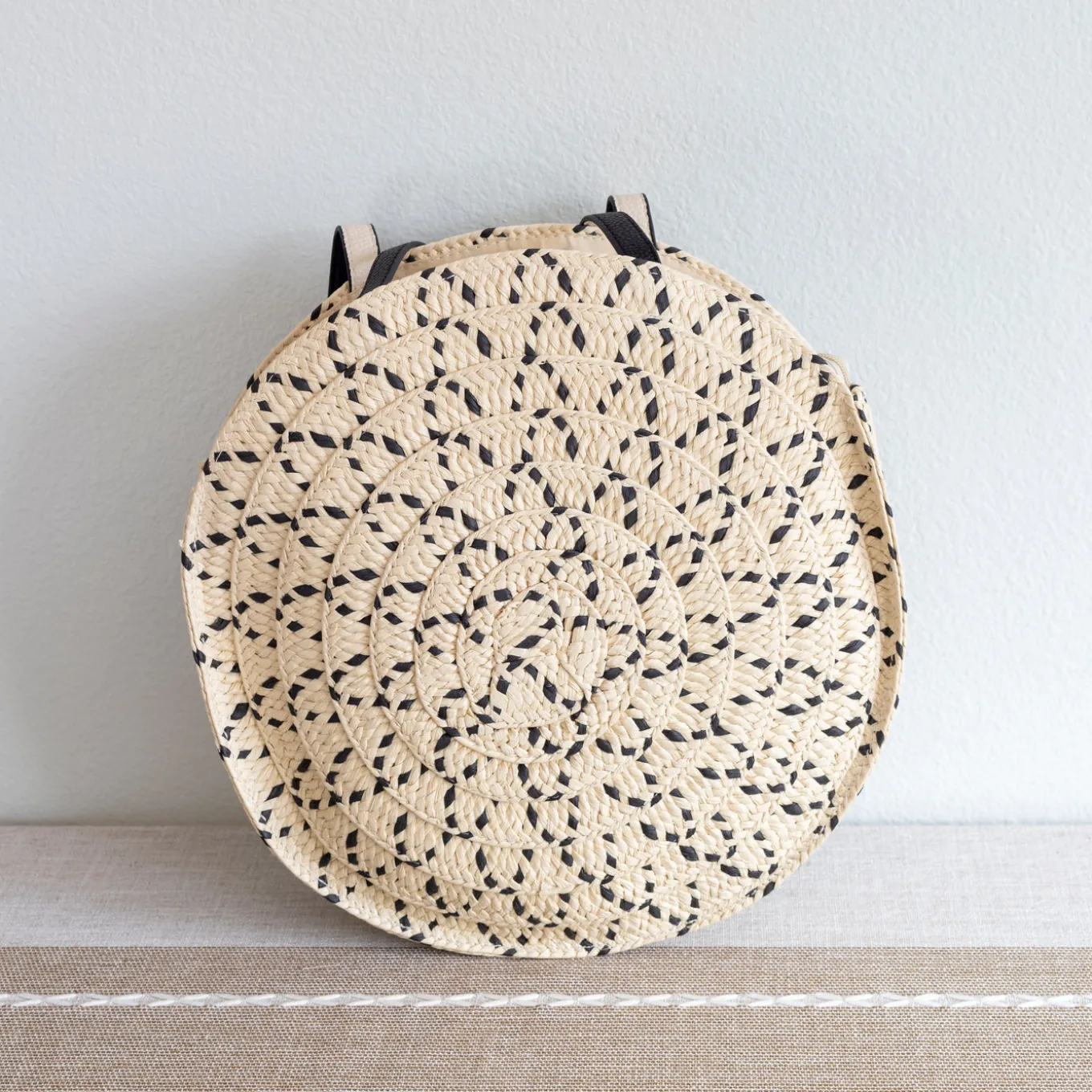 Elena Handbags Round Straw Fashion Tote
