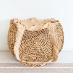 Elena Handbags Round Straw Fashion Tote