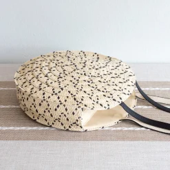 Elena Handbags Round Straw Fashion Tote