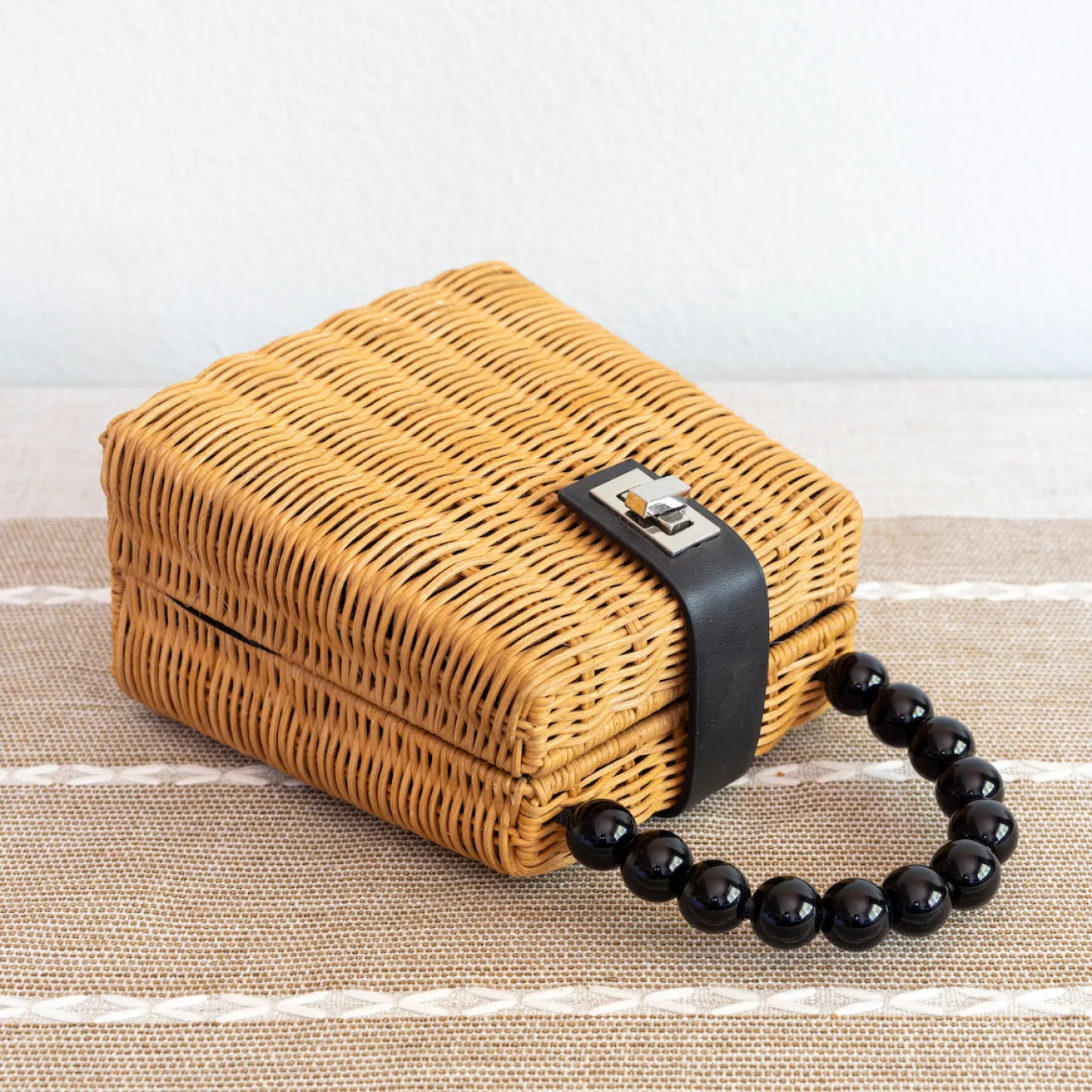 Elena Handbags Rustic Chic Women's Hand Woven Rattan Weave Basket Bag