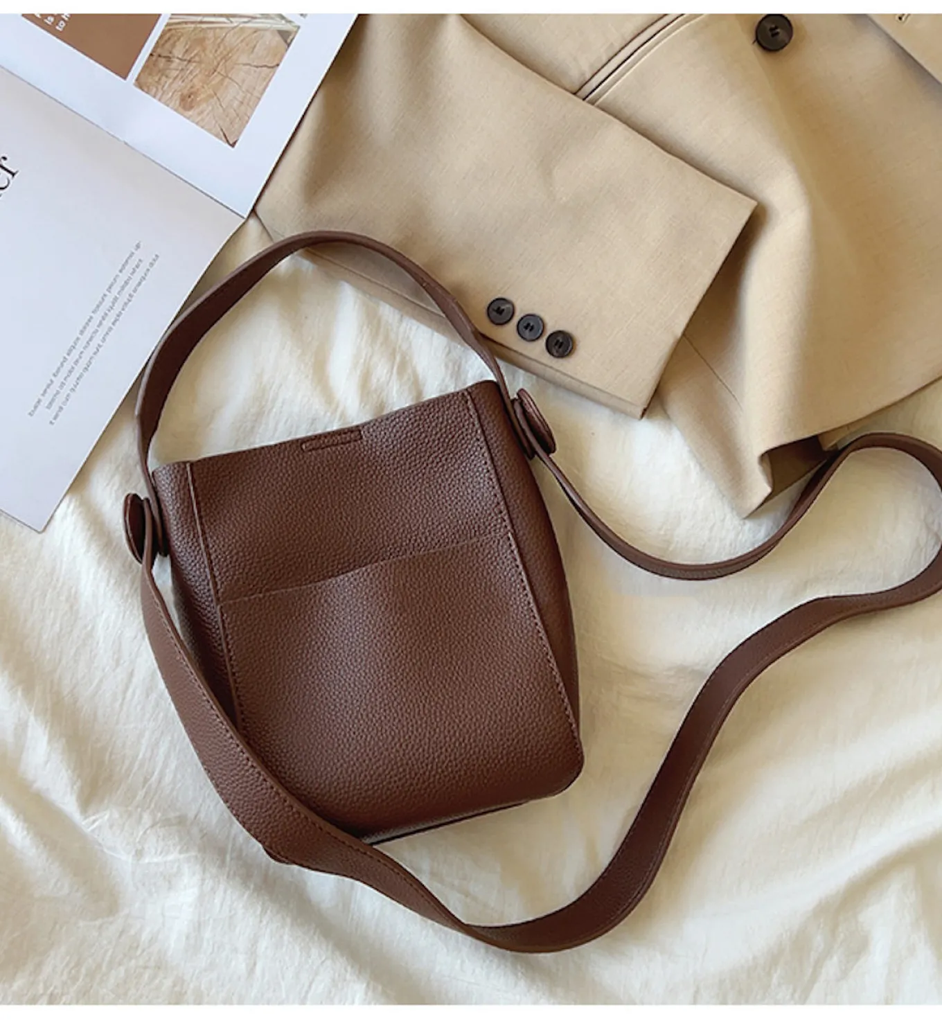 Elena Handbags Simple Leather Camera Sling Bag