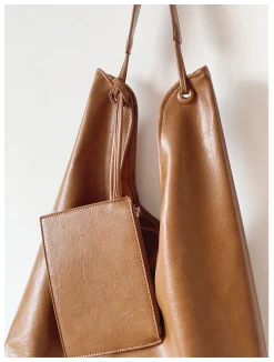 Elena Handbags Simple Leather Tote Bag