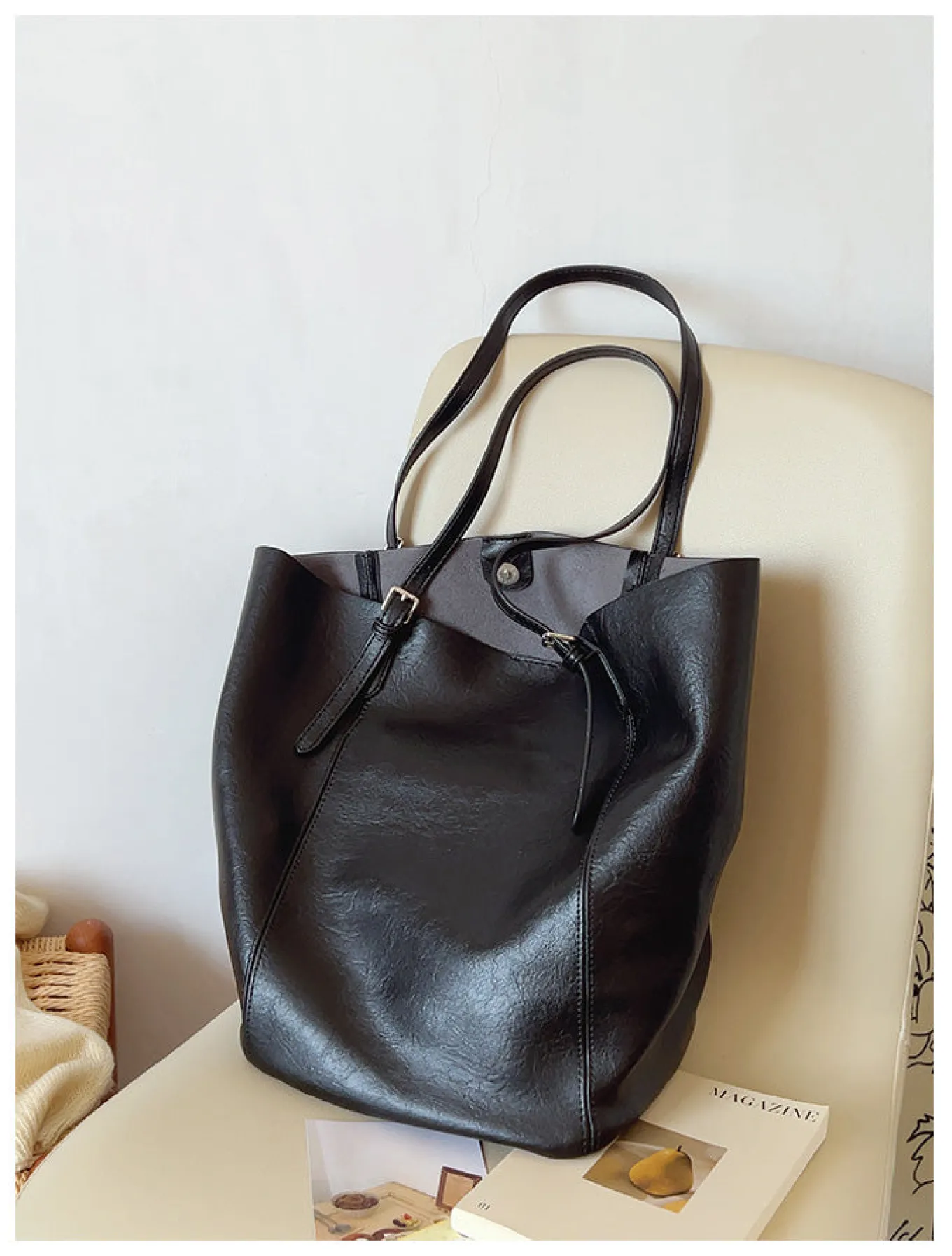 Elena Handbags Simple Leather Tote Bag