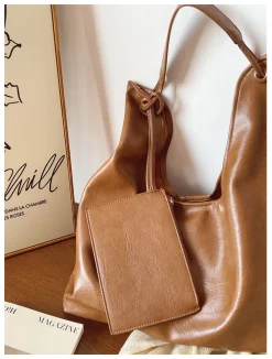 Elena Handbags Simple Leather Tote Bag