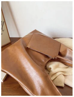Elena Handbags Simple Leather Tote Bag