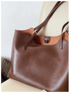 Elena Handbags Simple Leather Tote Bag