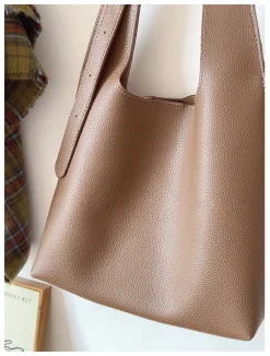 Elena Handbags Simple Leather Tote Bag