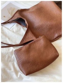 Elena Handbags Simple Leather Tote Bag