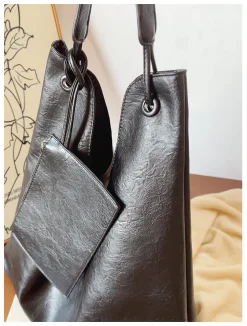 Elena Handbags Simple Leather Tote Bag
