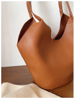 Elena Handbags Simple Leather Tote Bag