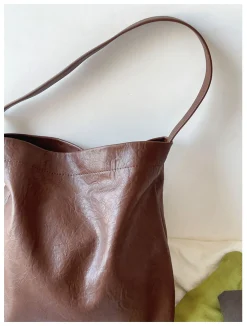 Elena Handbags Simple Leather Tote Bag