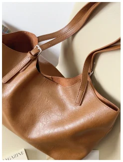 Elena Handbags Simple Leather Tote Bag