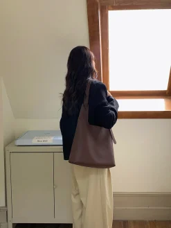 Elena Handbags Simple Leather Tote Bag