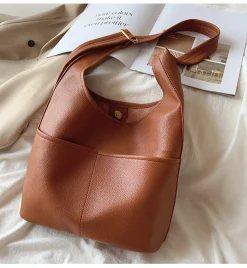 Elena Handbags Simple Leather Tote Bag