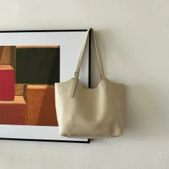 Elena Handbags Simple Leather Tote Bag