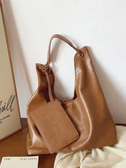 Elena Handbags Simple Leather Tote Bag