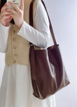 Elena Handbags Simple Leather Tote Bag