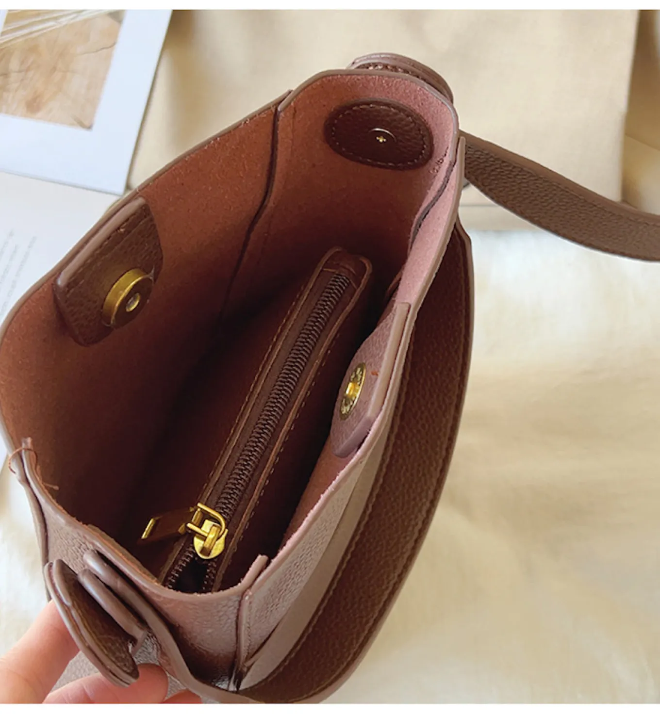 Elena Handbags Simple Leather Camera Sling Bag