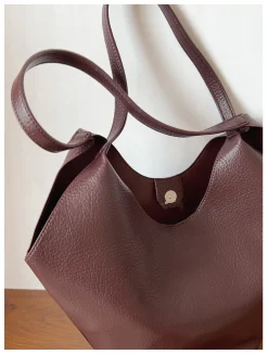 Elena Handbags Simple Leather Tote Bag