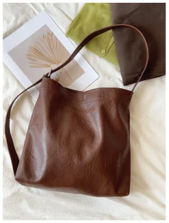 Elena Handbags Simple Leather Tote Bag